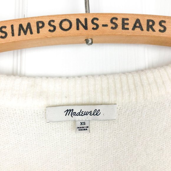 Madewell Balloon Sleeve Sweater Ivory Pom Pom, XS - Picture 6 of 8